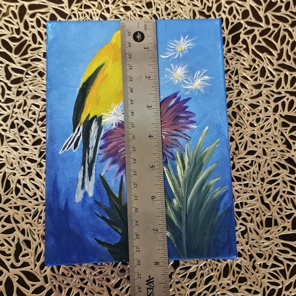 Vintage Painting of Yellow Bird on Flowers Wall Art, Home Decor - Picture 9 of 9